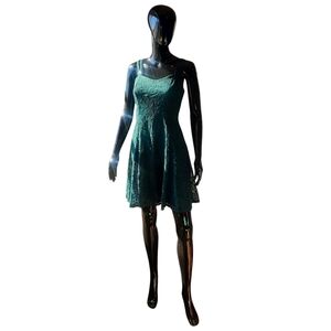 Vintage 90s All That Jazz Lace Green Cocktail Dress | Size 11/12 / M